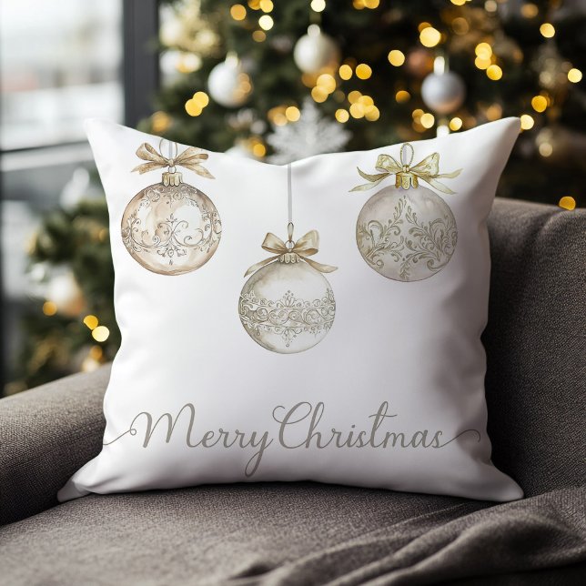 Gold Christmas Baubles Festival Kissen (Gold baubles Christmas holiday throw pillow
)
