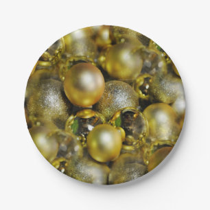 Gold Christmas Baubles Pappteller