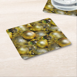 Gold Christmas Baubles Rechteckiger Pappuntersetzer