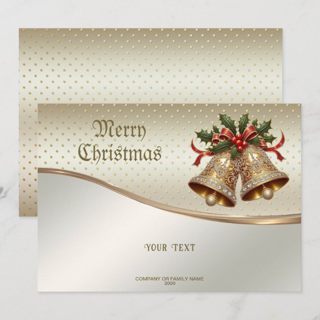 Gold Christmas Bells Holiday Card Feiertagskarte (Vorne/Hinten)