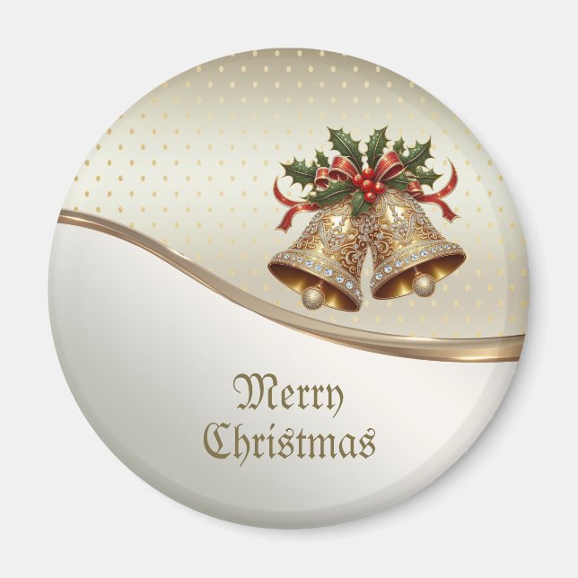 Gold Christmas Bells Holiday Magnet (Vorne)
