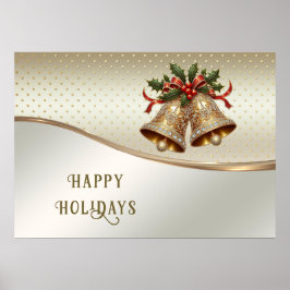 Gold Christmas Bells Holiday Poster