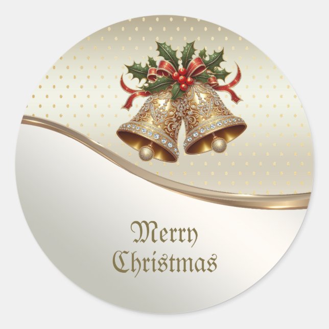 Gold Christmas Bells Sticker (Vorderseite)