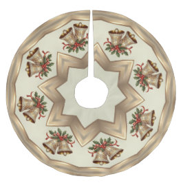 Gold Christmas Bells Tree Skirt Polyester Weihnachtsbaumdecke