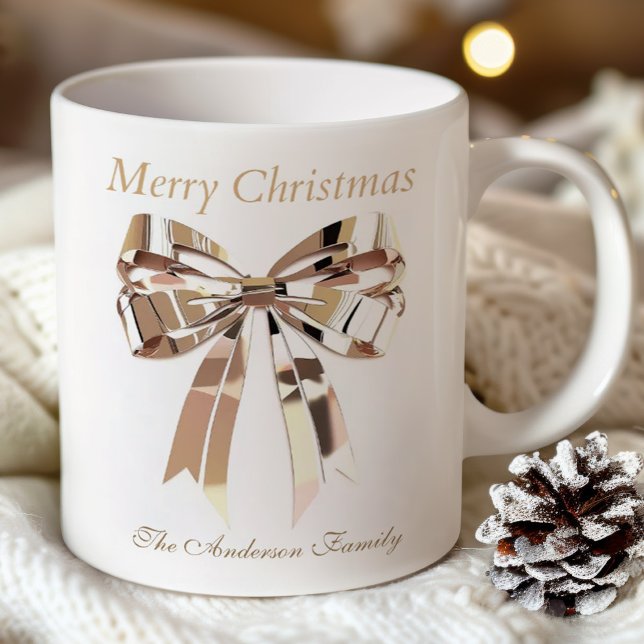 Gold Christmas Bow Mug | Custom Name Kaffeetasse (Von Creator hochgeladen)