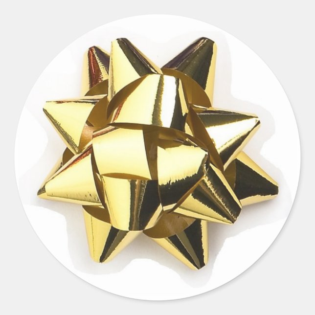Gold Christmas Bow/Ribbon-Umschlag Aufkleber (Vorderseite)