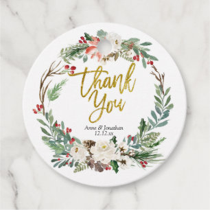Gold Christmas Floral Vielen Dank Tag Geschenkanhänger