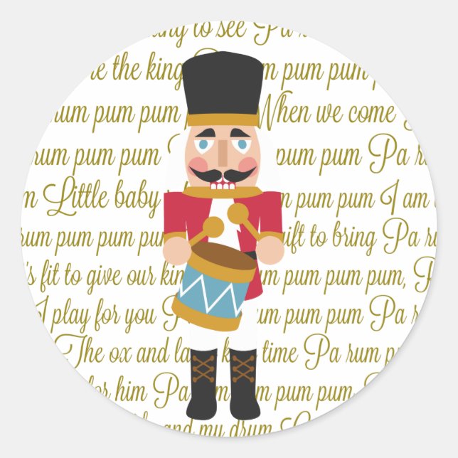 Gold Christmas Little Drummer Boy Runder Aufkleber (Vorderseite)