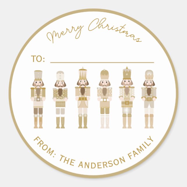 GOLD CHRISTMAS NUTCRACKER GIFT STICKER (Vorderseite)