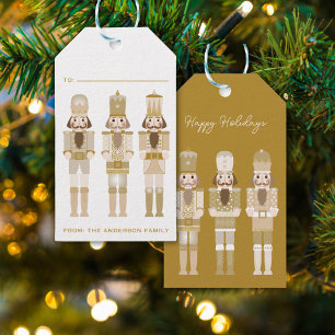 GOLD CHRISTMAS NUTCRACKER GIFT STICKER GESCHENKANHÄNGER