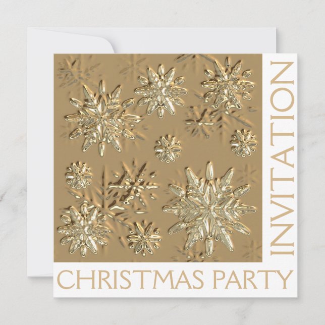 Gold Christmas Party Snowflake Einladungskarte Einladung (Vorderseite)
