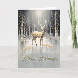 Gold Christmas Reindeer Holiday Card Karte