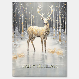 Gold Christmas Reindeer Holiday Magnet