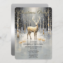 Gold Christmas Reindeer Holiday Party Invitation Einladung