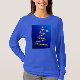 Gold Christmas Tree Blue Long Sleeves Shirt