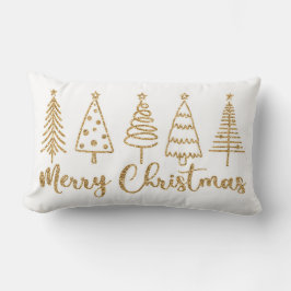 Gold Christmas Tree Merry Christmas Throw Pillow Lendenkissen