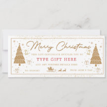 Gold Christmas Tree Present Gift Voucher Card