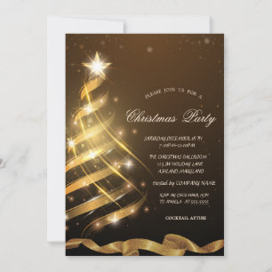 Gold Christmas Tree Star Corporate Weihnachten Par Einladung