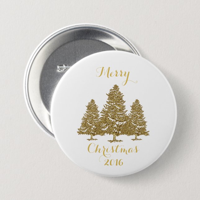 Gold Christmas Trees Button (Vorne & Hinten)