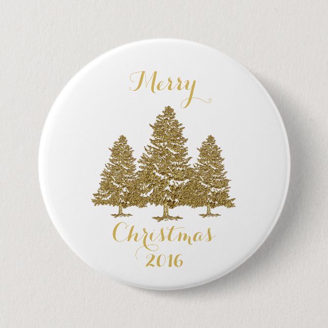 Gold Christmas Trees Button (Vorderseite)