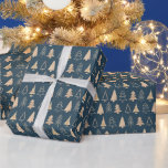 Gold Christmas Trees Midnight Blue Wrapping Paper Geschenkpapier<br><div class="desc">Ein klassisches Design mit goldenem Weihnachtsbaummuster vor einem dunkelblauen Hintergrund.  Ideal für all Ihre Geschenke in dieser Urlaubszeit.</div>