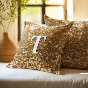 Gold Chunky Glitzer Mit Monogramm Kissen