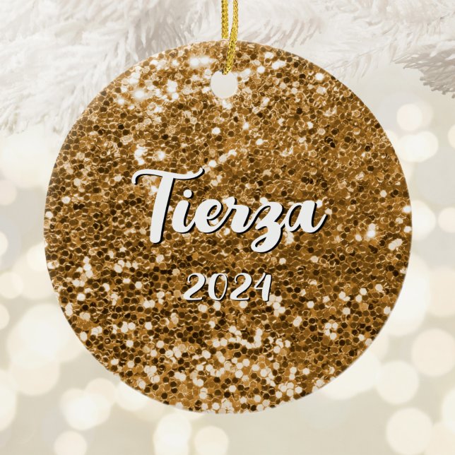 Gold Chunky Glitzer Personalisiert Keramik Ornament (Gold Chunky Glitter Personalized Ceramic Ornament)