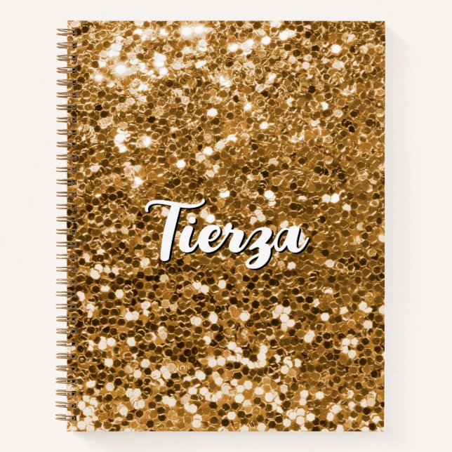 Gold Chunky Glitzer Personalisiert Notizbuch (Vorderseite)
