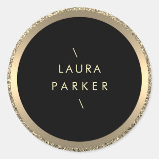 Gold Circle Glitzer Rings Border Minimalistic Runder Aufkleber