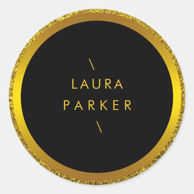 Gold Circle Glitzer Rings Border Minimalistic Runder Aufkleber (Vorderseite)