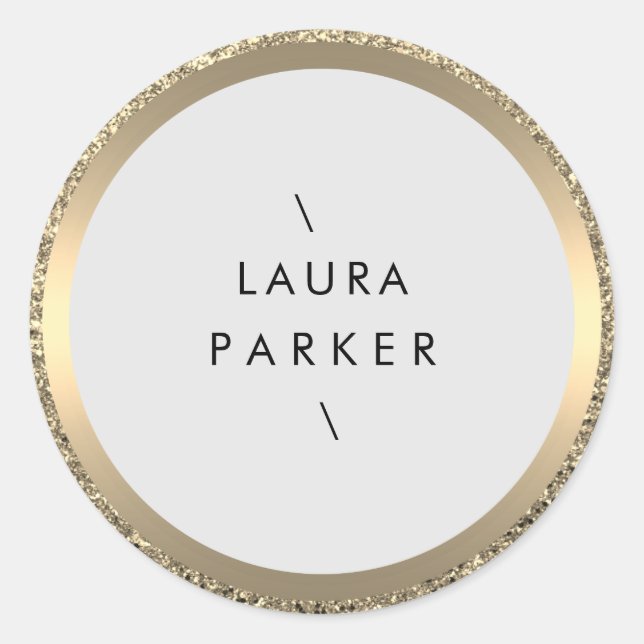 Gold Circle Glitzer Rings Border Minimalistic Runder Aufkleber (Vorderseite)