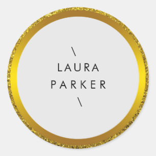 Gold Circle Glitzer Rings Border Minimalistic Runder Aufkleber