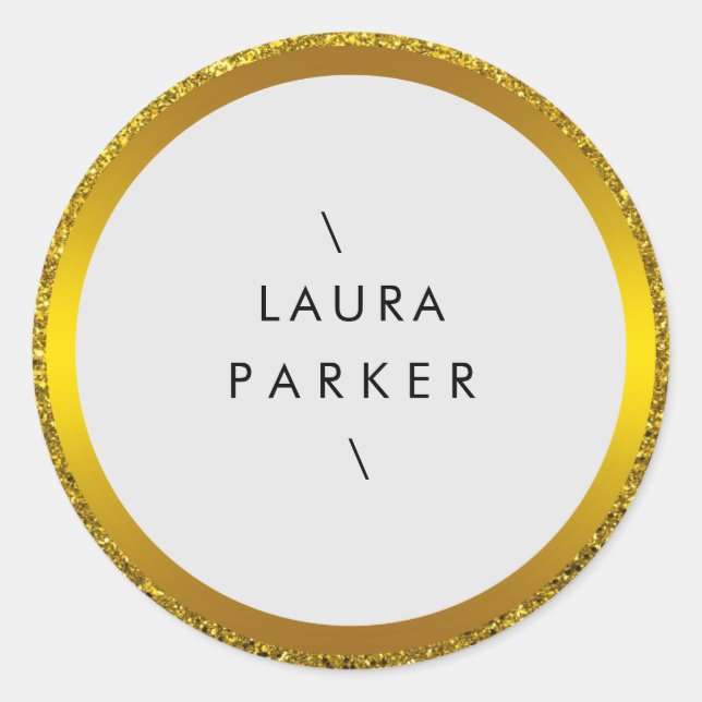 Gold Circle Glitzer Rings Border Minimalistic Runder Aufkleber (Vorderseite)