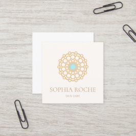 Gold Circle Mandala Logo Beauty Skin Care Wellness Quadratische Visitenkarte