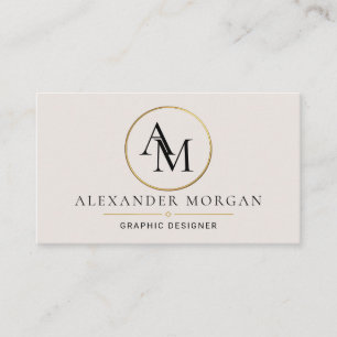 Gold Circle Monogramm Minimalist Professional Gesc Visitenkarte