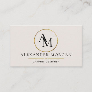 Gold Circle Monogramm Minimalist Professional Gesc Visitenkarte
