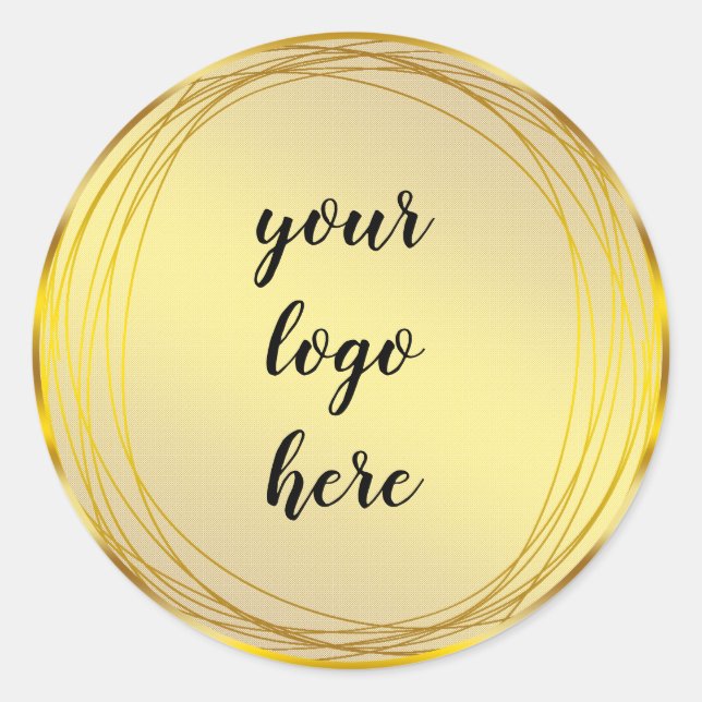 Gold Circle Rings Border Glitzer Custom Logo Runder Aufkleber (Vorderseite)