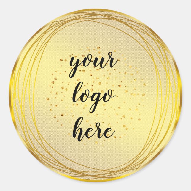 Gold Circle Rings Border Glitzer Custom Logo Runder Aufkleber (Vorderseite)