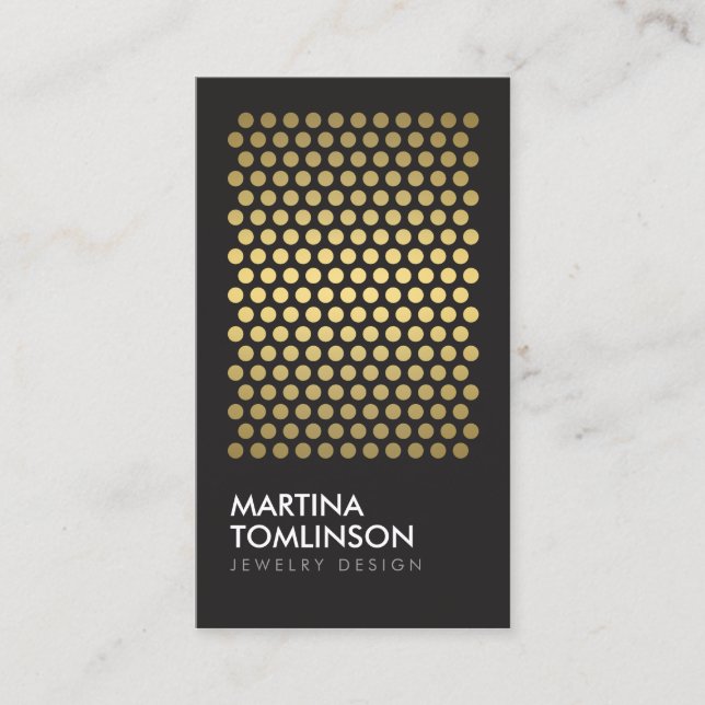 Gold Circles auf der Black Designer Business Card Visitenkarte (Vorderseite)