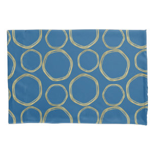 Gold Circles & Bright Blue Modern Kissenbezug