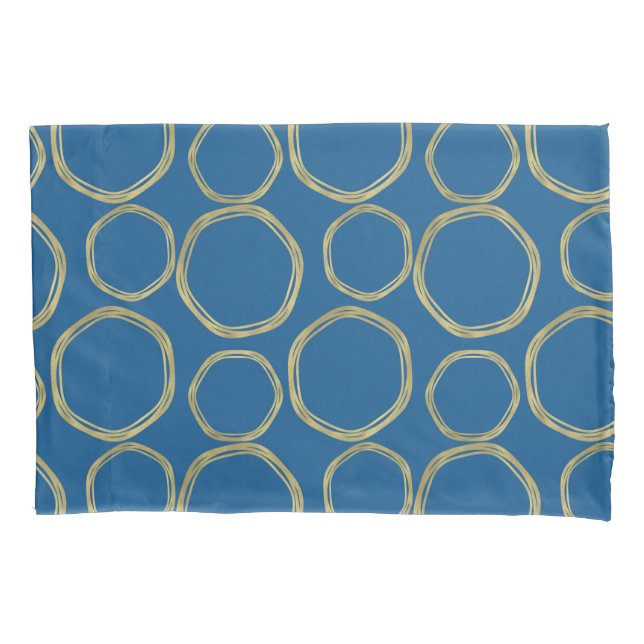 Gold Circles & Bright Blue Modern Kissenbezug (Vorderseite)