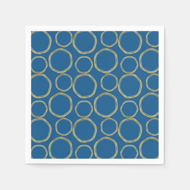 Gold Circles & Bright Blue Modern Serviette (Vorderseite)