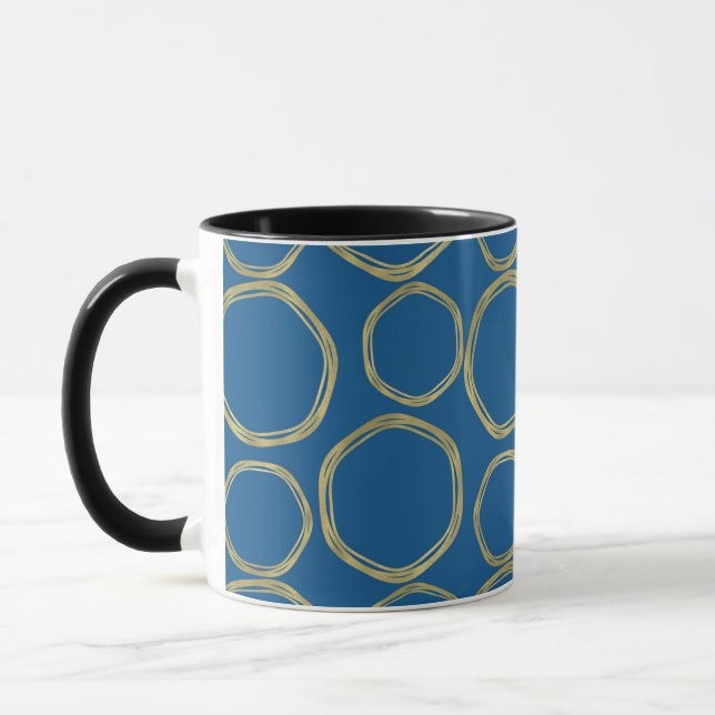 Gold Circles & Bright Blue Modern Tasse (Links)