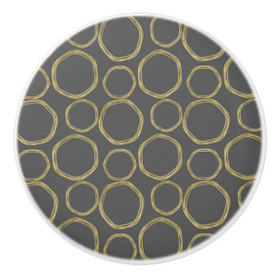 Gold Circles & Chic Grau Moderne moderne trendige  Keramikknauf