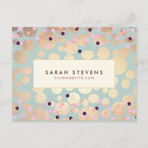 Gold Circles Colorful Confetti Beauty Salon Fun 2 Postkarte