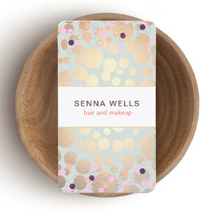 Gold Circles & Colorful Confetti Beauty Salon Spaß Visitenkarte