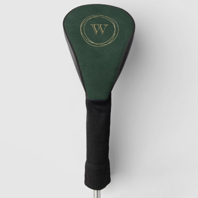 Gold Circles Dark Green Monogram Golf Headcover (Vorderseite)
