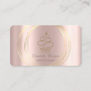 Gold Circles Glitzer Cupcake Rose Gold Visitenkarte