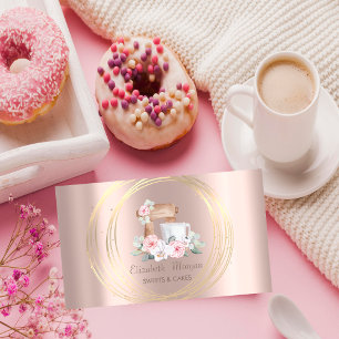 Gold Circles Glitzer Mixer Blume Rose Gold Visitenkarte