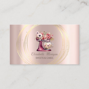 Gold Circles Glitzer Red Mixer Blume Rose Gold Visitenkarte